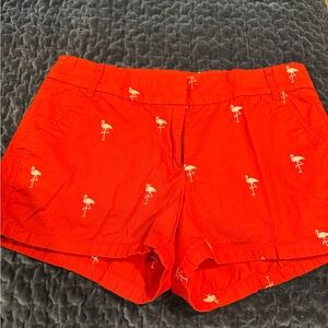 Women's Orange Flamingo Print Shorts